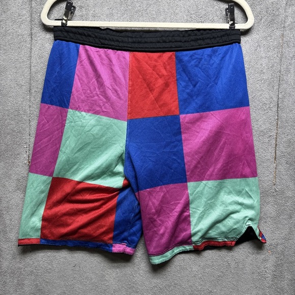 Nike Dri fit Shorts Boys Xl Multicolor Rainbow Checkered Color Block Athletic 8" - Picture 6 of 10